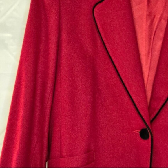 Vintage Koret Petites Women's Red w/Black Velvet Collar Wool Blazer Size 12 - Picture 11 of 14